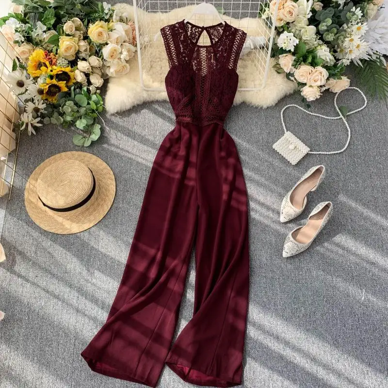 Guilantu Women Summer Office Overalls Length Jumpsuits Women O Neck Sleeveless Patchwork Lace Hollow Out Sexy Rompers Female Guilantu Women Summer Office Overalls Length Jumpsuits Women O Neck Sleeveless Patchwork Lace Hollow Out Sexy Rompers Female