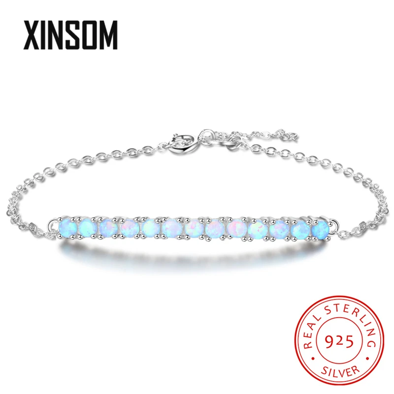 

XINSOM Elegant Opal Bracelets For Women Girls Simple Fashion 925 Sterling Silver Bracelets Hand Jewelry Christmas Gift 20XS1126