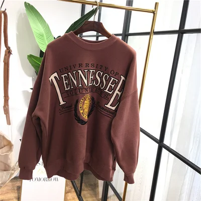 Good Quality Winter Hoodie Women Fleece Cotton Sweatshirt Oversized Streetwear Sweat Coat Female Cool Pattern Hoodies Pullovers - Цвет: Коричневый