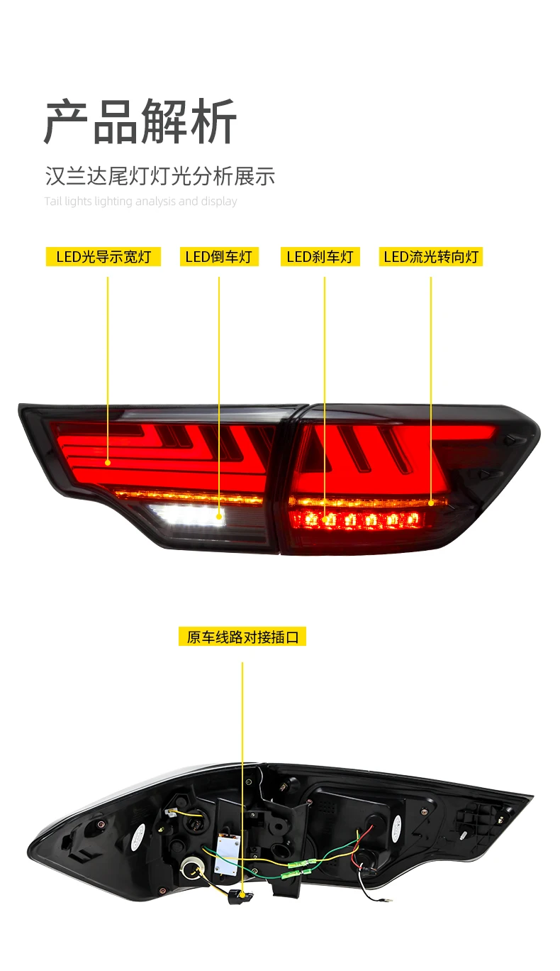 Автомобильный Стайлинг для toyota задние фары для Highlander- Kluger задний фонарь Lexus тип задний фонарь DRL+ тормоз+ Парк+ Динамический сигнал поворота