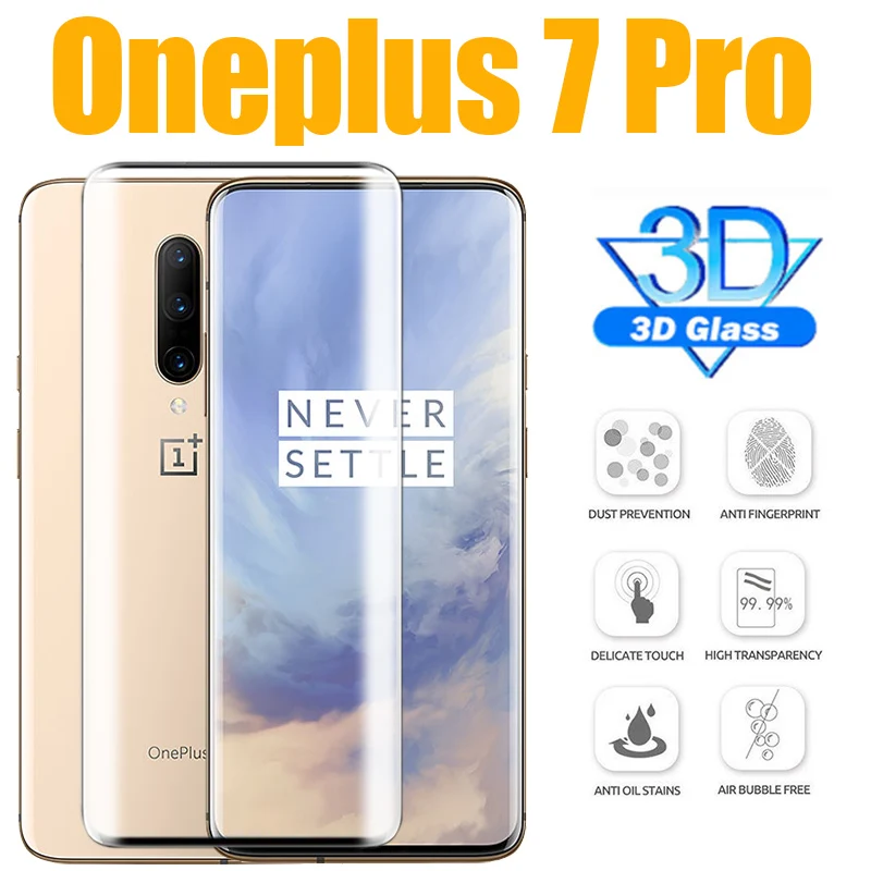 

3d Protective glass on for Oneplus 7 Pro tempered glas film one plus 7pro tremp oneplus7 plus7 Full Cover screen protector 1+ 9h