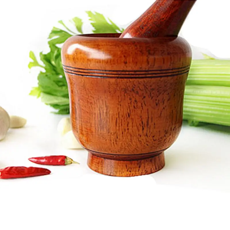 

Wooden Mortar and Pestle Set Spice Grinder Crush, Press, Mash Spices, Herbs, Garlic, Pepper, Guacamole, Nuts, Fruit, Pills