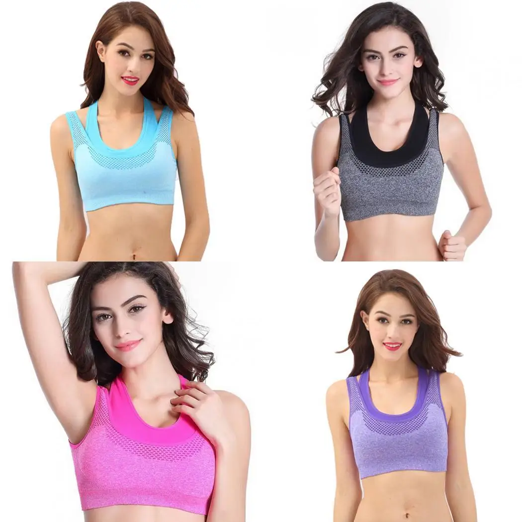 Women Double Layer Bra Running Yoga Shakeproof Solid Seamless Underwear 3/4 Cup Vest Yoga, Fitness, etc