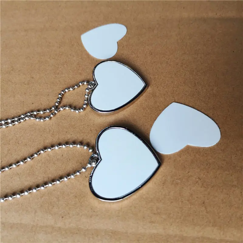

sublimation heart shape dog bone shape necklaces pendants hot transfer printing consumables can print two sides 15pieces/lot
