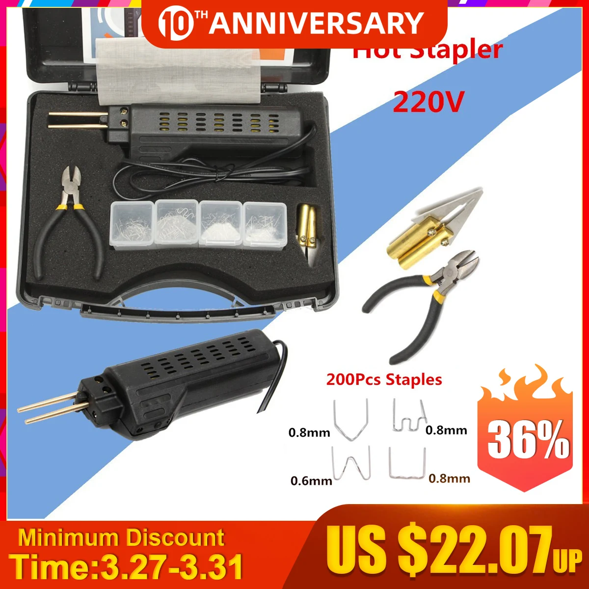 Hot Stapler Plastic Repair Kit with staples welder welding CE Unique Fine GOOD