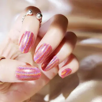 

24 PCS Stylish False Nail Patch Laser Gradient Variable Manicure Finished Phototherapy Fake Nails HC Series Products