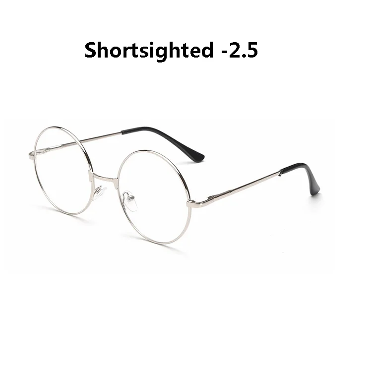 silver myopia 2.5 Zilead металлические очки близорукости круглые близорукие очки мужские и женские очки для близоруких с диоптрий-1.0to-4,0 - Цвет оправы: silver myopia 2.5