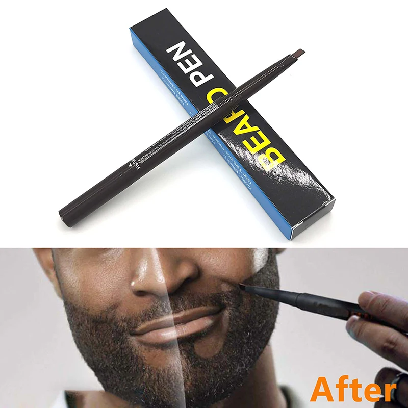 Realzador de maquillaje de barba para hombre, lápiz de estilismo, resistente al agua, para tinte de bigote, herramientas de relleno de barba, anticaída de pelo, batidores faciales