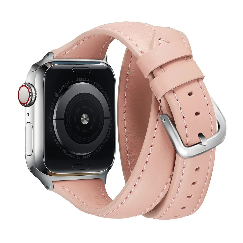 Двойной тур для Apple Watch, ремешок серии 5, 4, ремешок 40 мм, 44 мм, iWatch 3, 2, 1, ремешок 42 мм, 38 мм, браслет из натуральной кожи, Ремешки для наручных часов