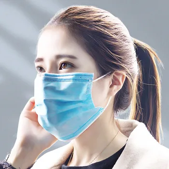 

Unisex Adults Disposable Face Masks Thickened 3 Layer Non-woven Protective Mask pure colour Elastic Earloop mascarillad