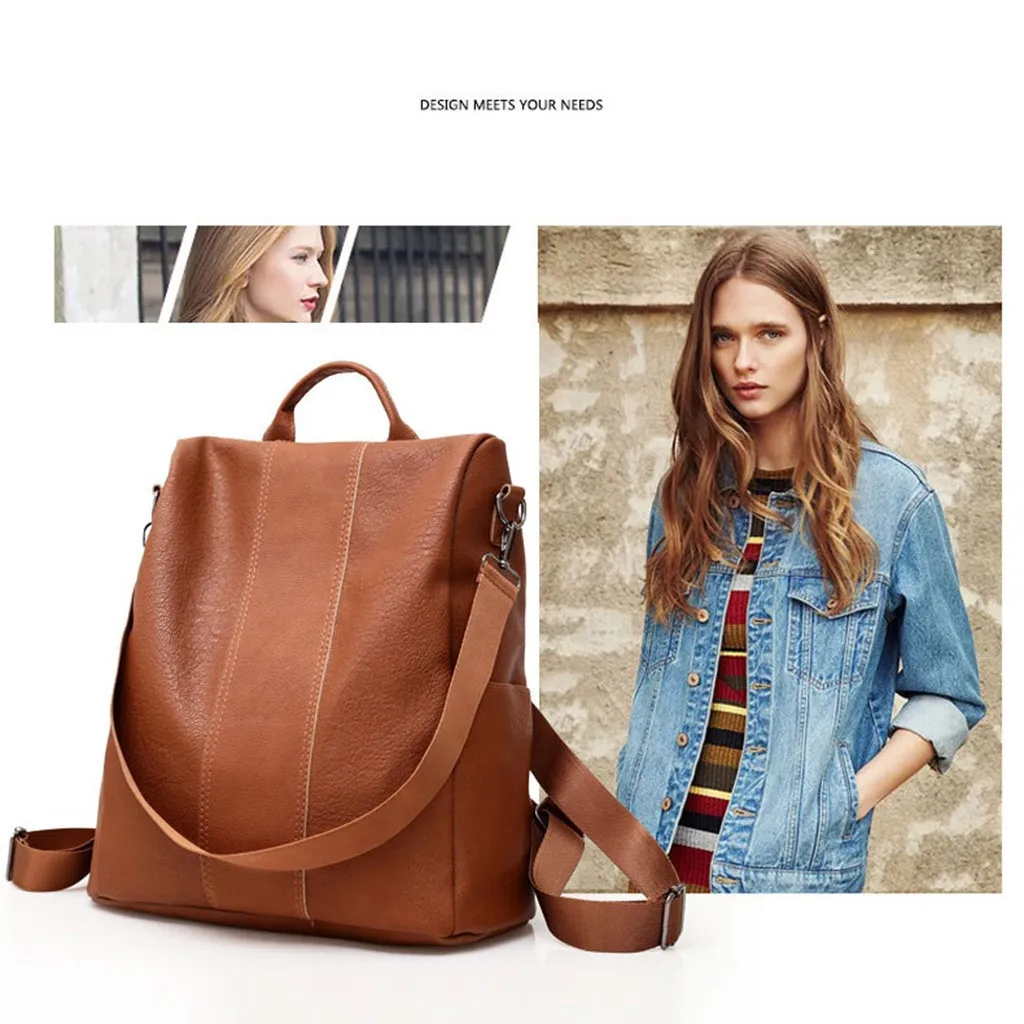 

Woman Anti-theft Backpack Bag Casual Wild Shoulder Bag Soft Leather Dual-Use Small Backpack Fashion Women Solid Color Travel Bag