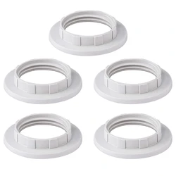 Promotion! 5PCS Lamp Shade Reducer Ring E27 Converter for Lamp Holder Twist Plastic Lampshade Fitting Washer Ring, Beige-White
