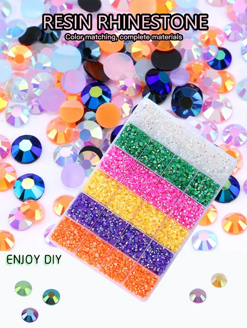 3/4mm Harz Strass Set Glitter Nicht Hotfix Nagel Edelsteine Kristall Flatback Strass Zubehör Strass Für Bekleidungs Dekorationen – Detail 3