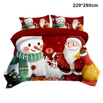 

3pcs/2pcs Christmas 3D Digital Printing Quilt Cover and Pillowcase Soft Warm Breathable Bedding Set LAD-sale