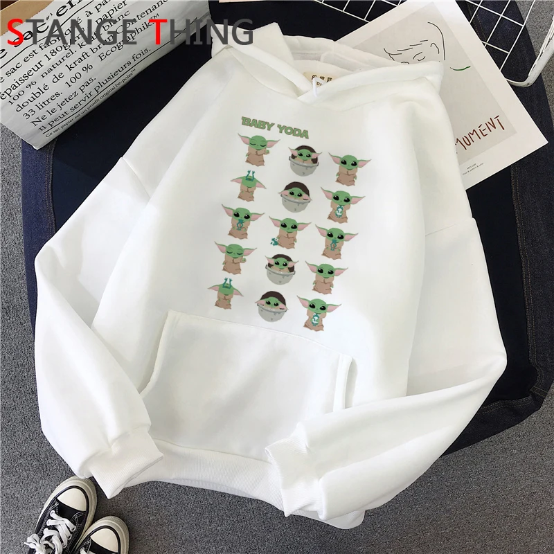 10855 Kawaii Baby Yoda Harajuku толстовки для женщин Ullzang мандалорский Забавный мультфильм толстовка Звездные войны 90s Графический Hoody женский - Цвет: 10855