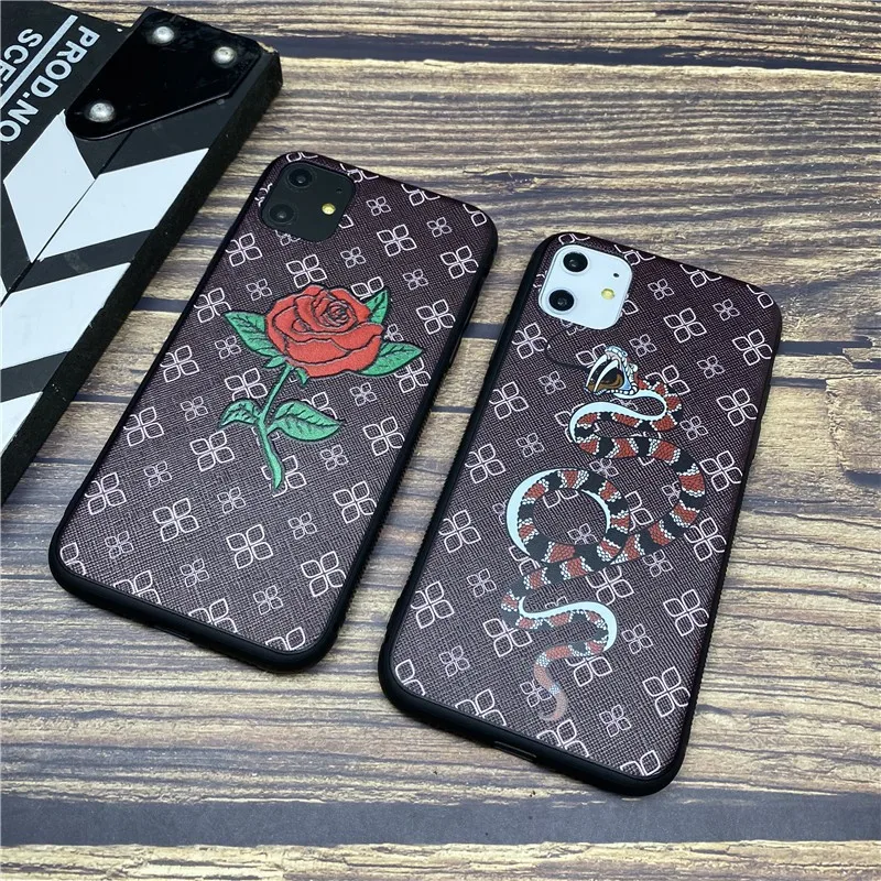 snake GG soft case for iphone 12 MINI 11 pro x xs max xr 8 7 6 6s plus SE 2 silicon phone cover 3d Relief rose coque fundas capa