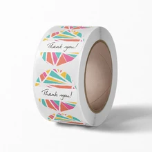 Autocollant de remerciement en papier couché imprimé en cercle, 2.5 de diamètre, taille de 1 pouce, toutes saisons