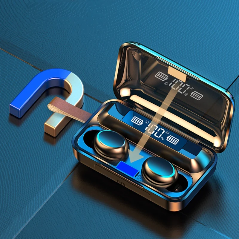 New F9 7 Bluetooth Headset TWS Wireless Earbuds Dual Stereo Surround HIFI Earphone Running Sport Bluetooth Headphones