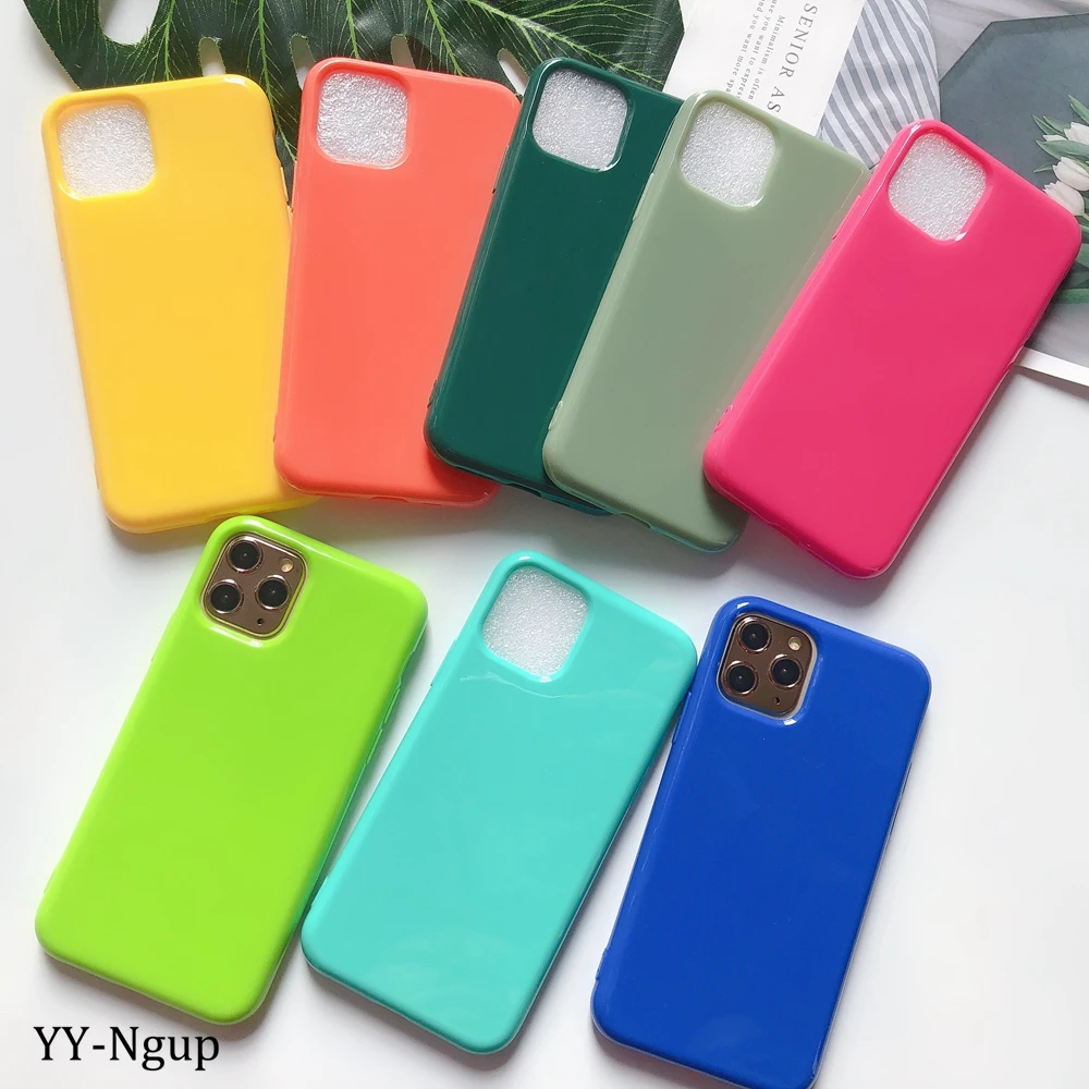 Для iPhone 11 чехол сплошной цвет толстый силиконовый для coque Pro Max X XR XS 6 6S 7 8 Plus 5S