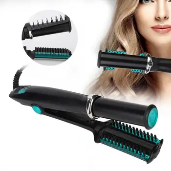 

Dual-use Electric Curling Iron Hair Straightener Hair Curler Comb Styling Tool EU Plug Hair Styling Tool Green
