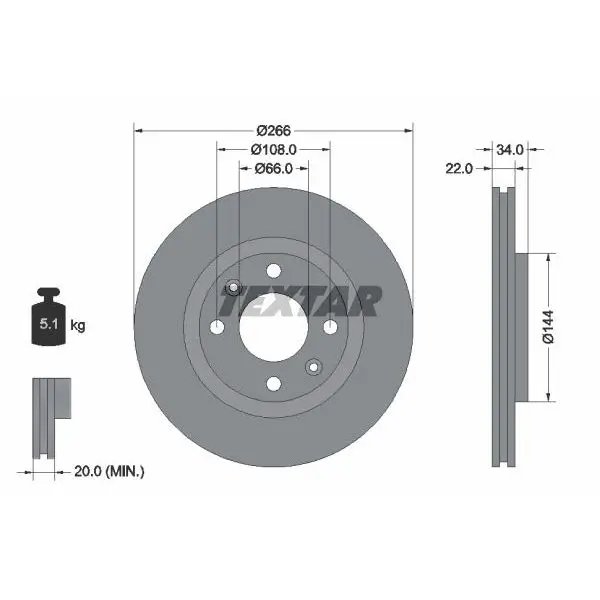 Диск тормозной передний Citroen C3/Xsara,Peugeot 206 1.1-2.0HDi