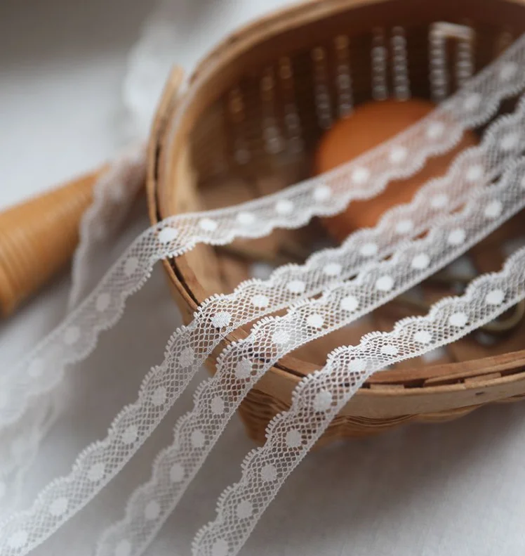 10 Meters Beautiful Lace Ribbon White Thin Lace Trim Fabric Embroidered Trimmings for sewing accessories Decoration 11mm lace ribbon lace fabric lace sewing accessories lace sewing supplies lace accessories lace garment accessories lace decoration clothing craft accessories