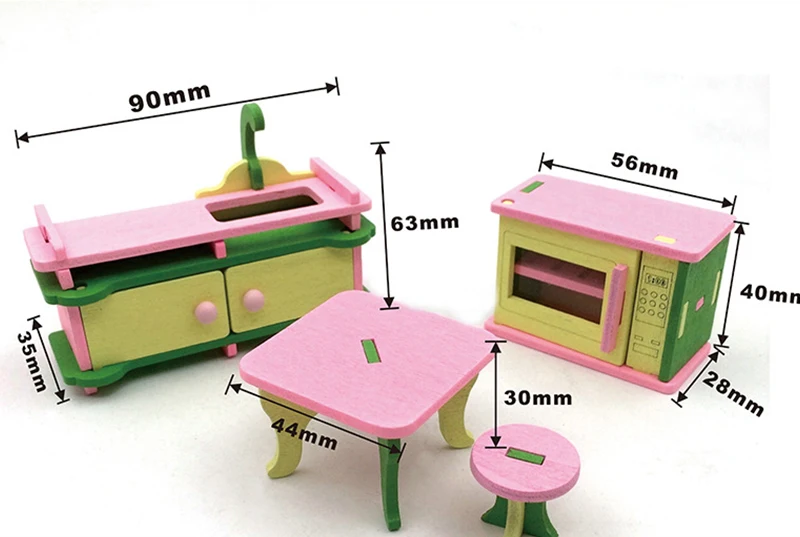 Kids Pretend Play Wooden Delicate Miniature Dollhouse Furniture Toys Set For Dolls Bedroom Kitchen Nursing Room Dolls Toys Gifts