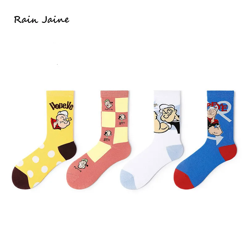 Funny Winter Cute White Happy Cotton Cartoon Socks Gifts For Women Harajuku Kawaii Calcetines Mujer Animal Print Fashion