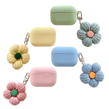 

Knitted Flower Pendant Silicone Case For Airpods Pro 1 2 Case Protective Cover Bluetooth Wireless Earphone Case Cover