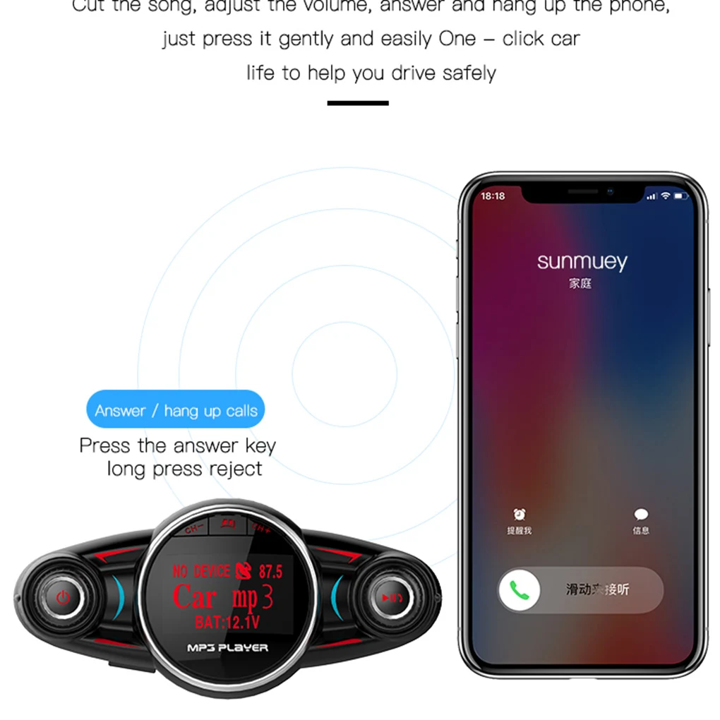 ACCNIC Bluetooth беспроводной Автомобильный Mp3 плеер Handsfree fm-передатчик AUX аудио USB зарядное устройство ЖК-дисплей Автомобильный fm-модулятор