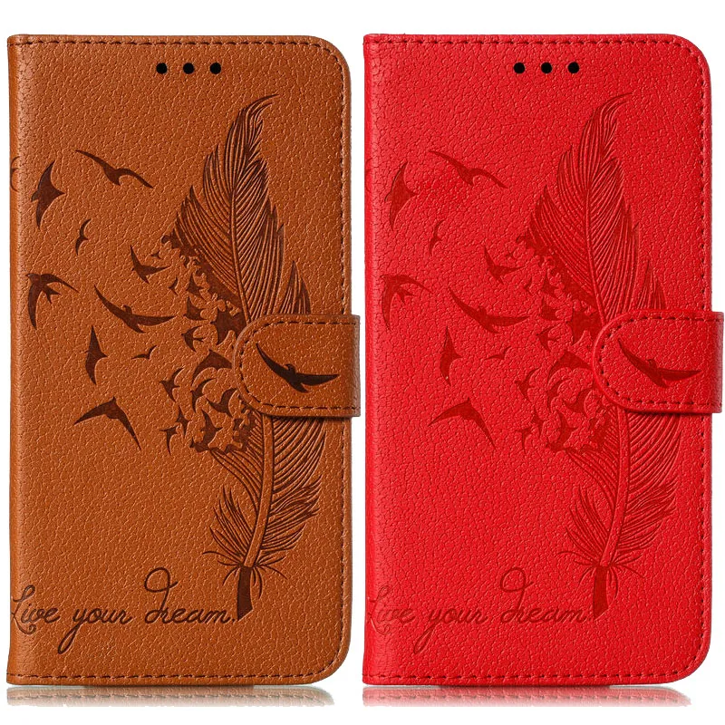 

For SamSung A01 Core Case Feather Pattern Luxury Leather Flip Card slot phone Case For SamSung A01 Core Soft Silicone Back Cover