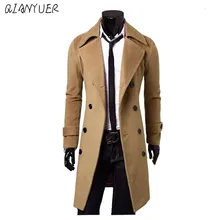 Модная брендовая осенняя куртка, длинный Тренч, мужское пальто высшего качества, тонкое черное Мужское пальто, мужская куртка цвета хаки, Тренч, ветровка