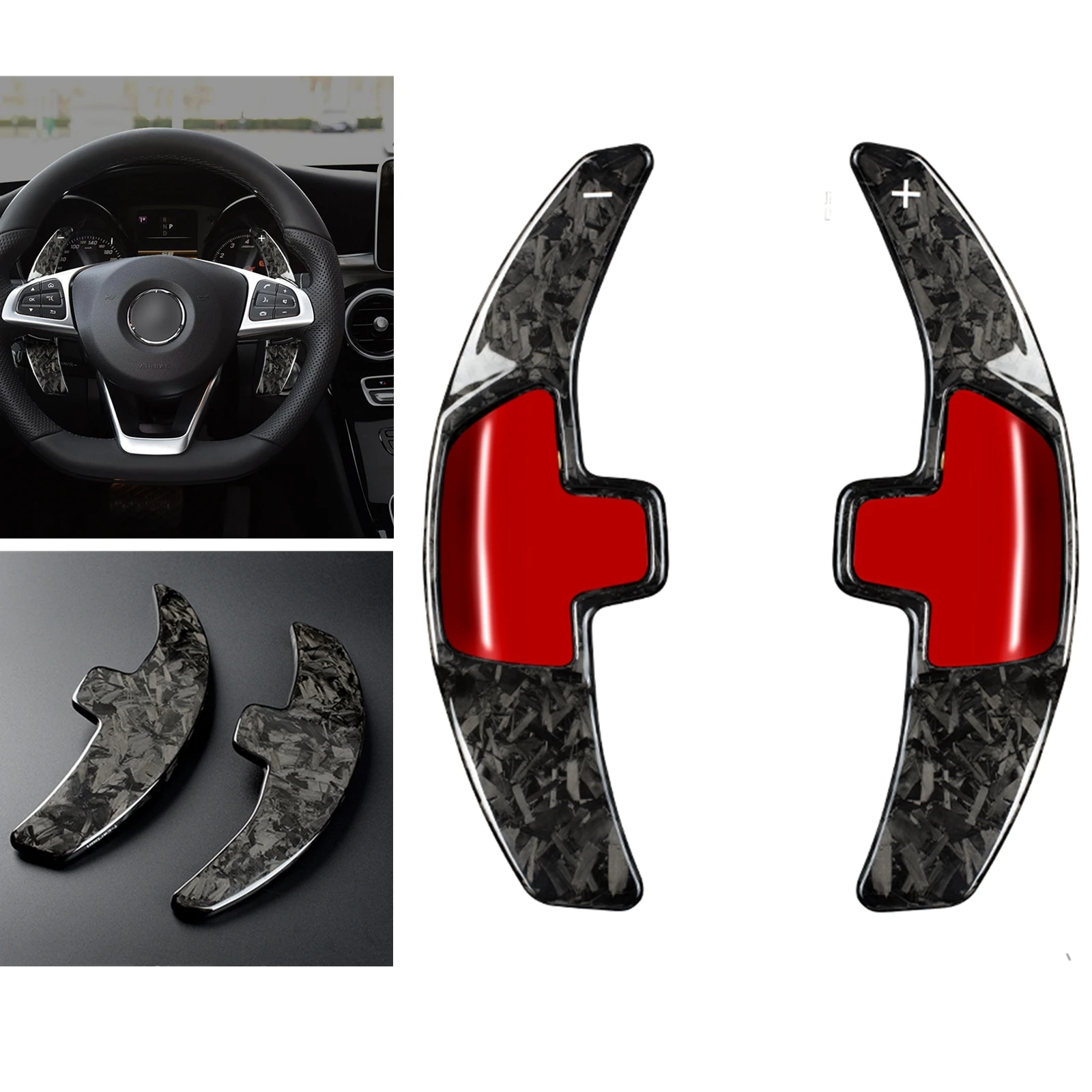 

For Mercedes Benz GLA GLC C S Class W205 2015-2018 Forged Carbon Fiber Car Gear Steering Wheel Shift Paddle Extension Trim