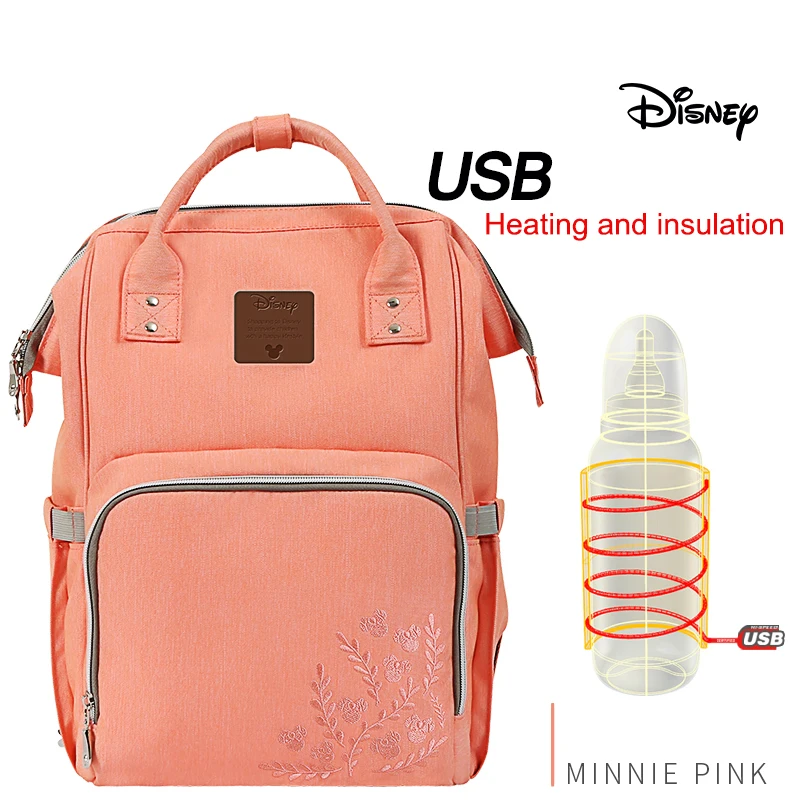 Disney Baby Usb Пеленки сумки мода Мумия Материнство подгузник мешок ребенка путешествия Мумия Сумка Многофункциональная коляска мешок большой емкости