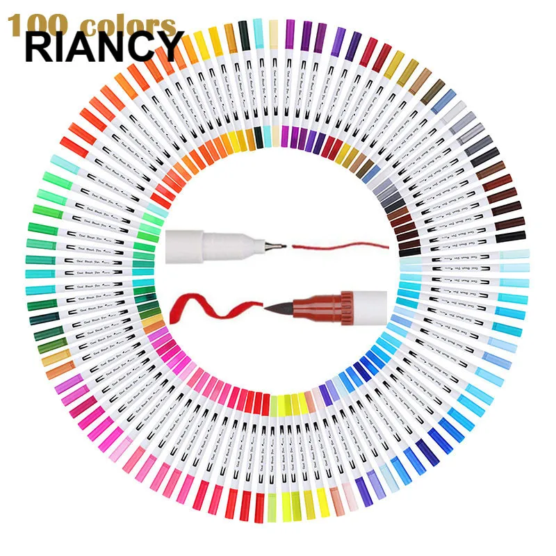 

12/18/24/36/48/72/100PCS Colors FineLiner Drawing Painting Watercolor Art Marker Pens Dual Tip Brush Pen School Art Supplies