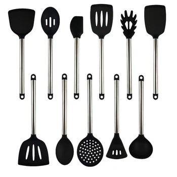 

Kitchen Tools Silicone Cooking Utensils set kitchenware Spoon Spatula Ladle Stainless Steel Handle Cookware Kitchen Accessories