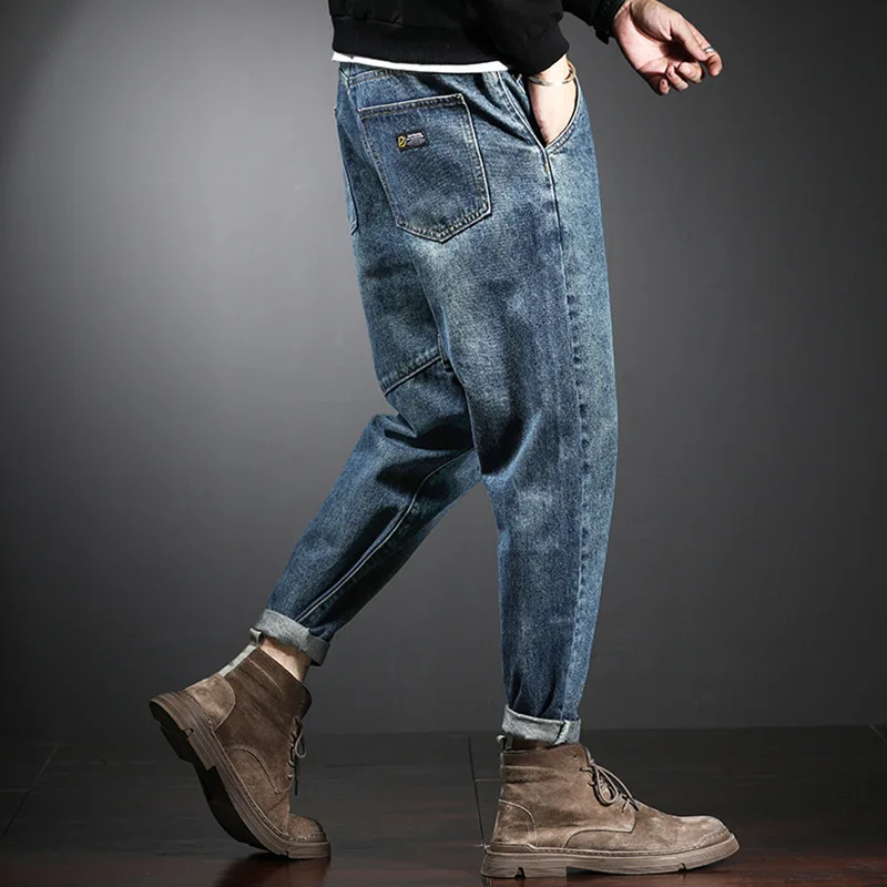 ICCLEK 2021 Fall New Jeans Men's Jeans Loose Straight Pants Harem Pants Fashion Casual Pants Jeans for Men  Mens Jeans
