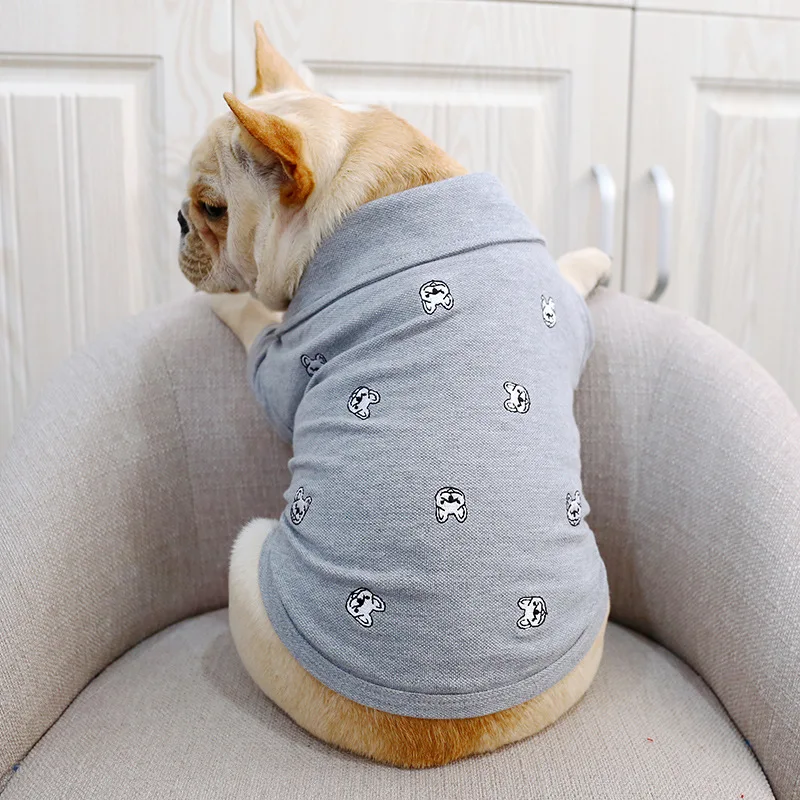 

Law Bucket Clothes Method Cow Clothes Handsome Tide Brand Grey Full Embroidery Small Law Bucket Shirt Pet Dog Corgi