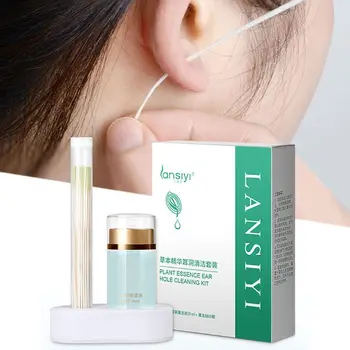 

Pierced Ear Cleaning Set Herb Solution Paper Floss Ear Hole Aftercare Tools Kit