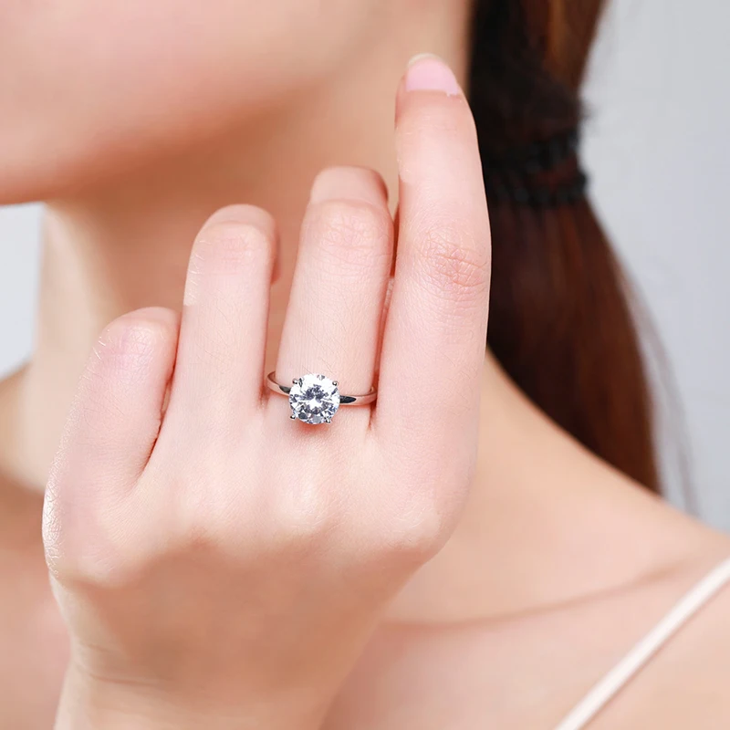 Ailmay 럭셔리 커팅 클리어 CZ 반지 솔리드  클래식 손가락 반지 여성을위한 결혼 약혼 보석 선물