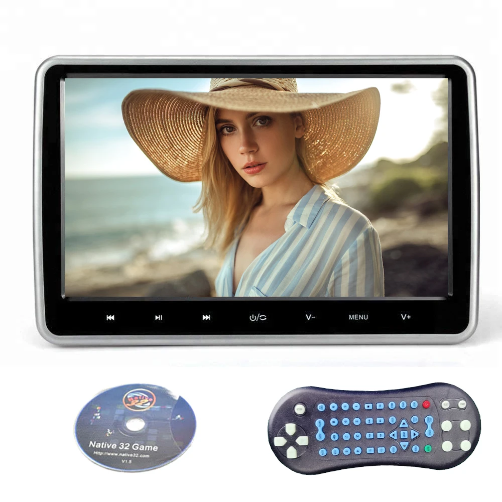 Hiriot Monitor Per Poggiatesta Per Auto Da 10.1 Pollici Lettore Dvd Cuscino Vihicle Monitor Schermo Lcd 1024*600 Gioco Ir Hdmi Usd Sd Fresshipping