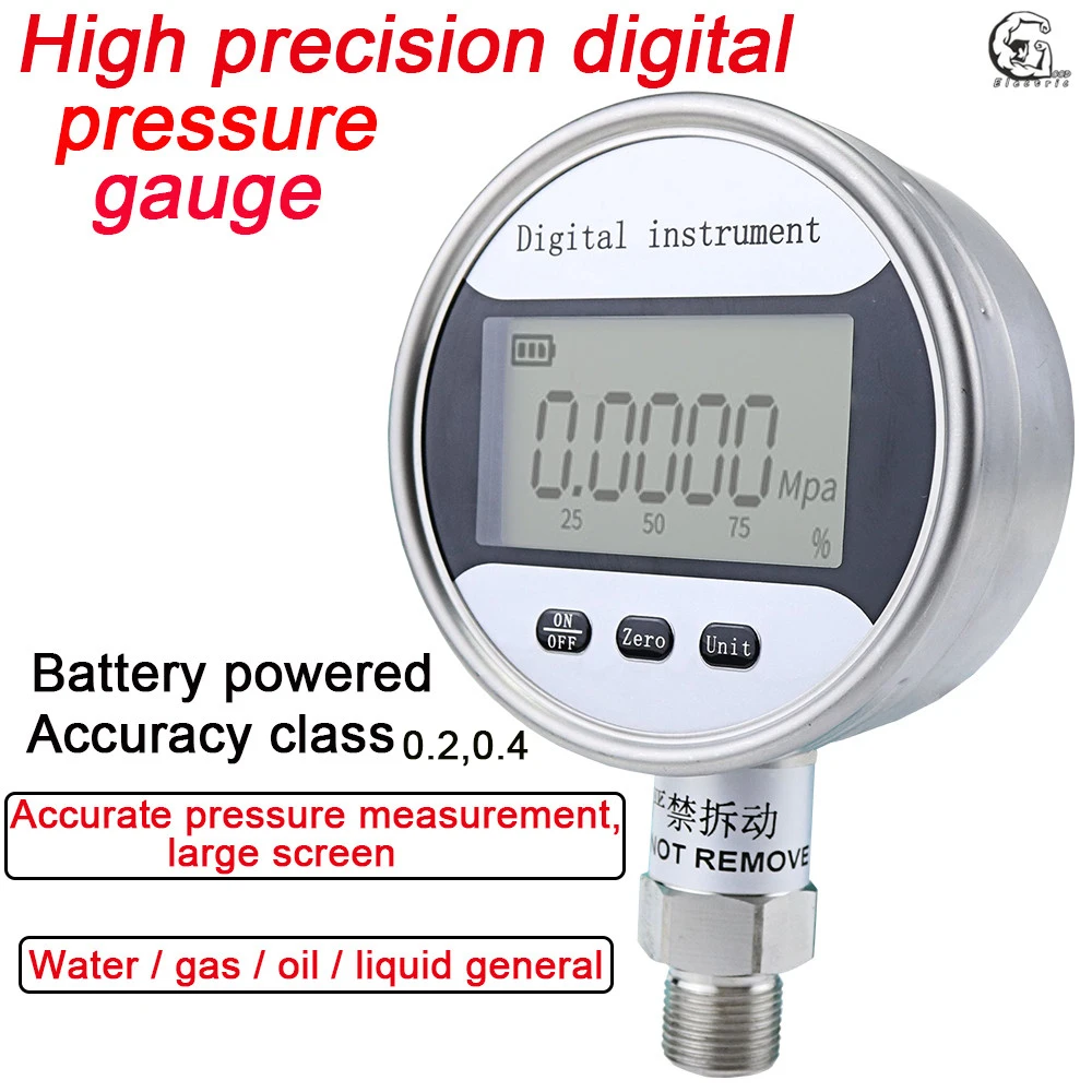 HC-YS100 Stainless Steel Intelligent Battery Digital Pressure Gauge High Precision Seismic Water Pres | Инструменты