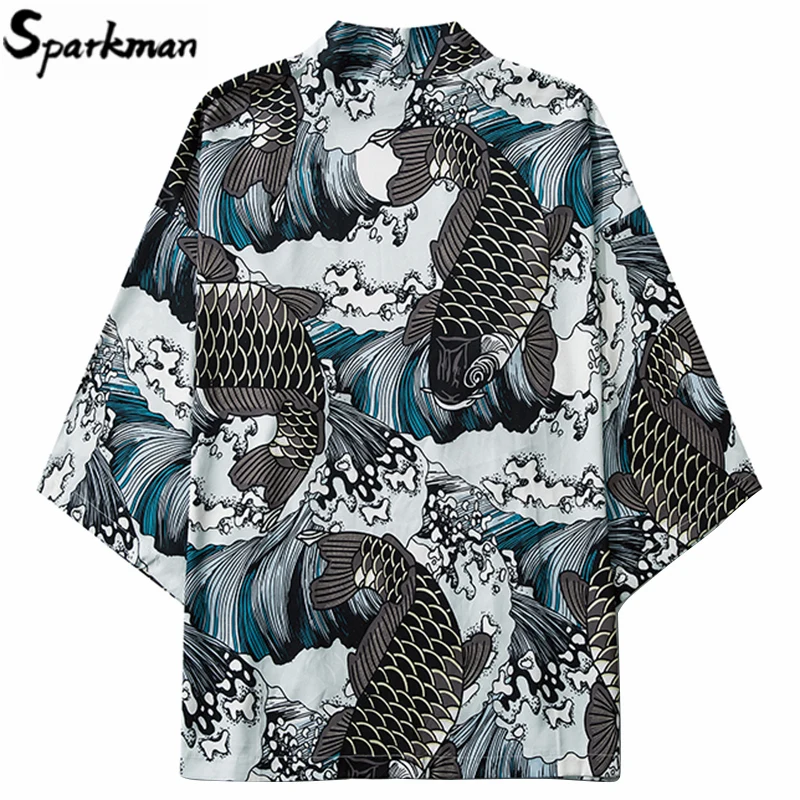 Chaqueta Kimono japonés para hombre, ropa de calle fina, suelta, estilo ...