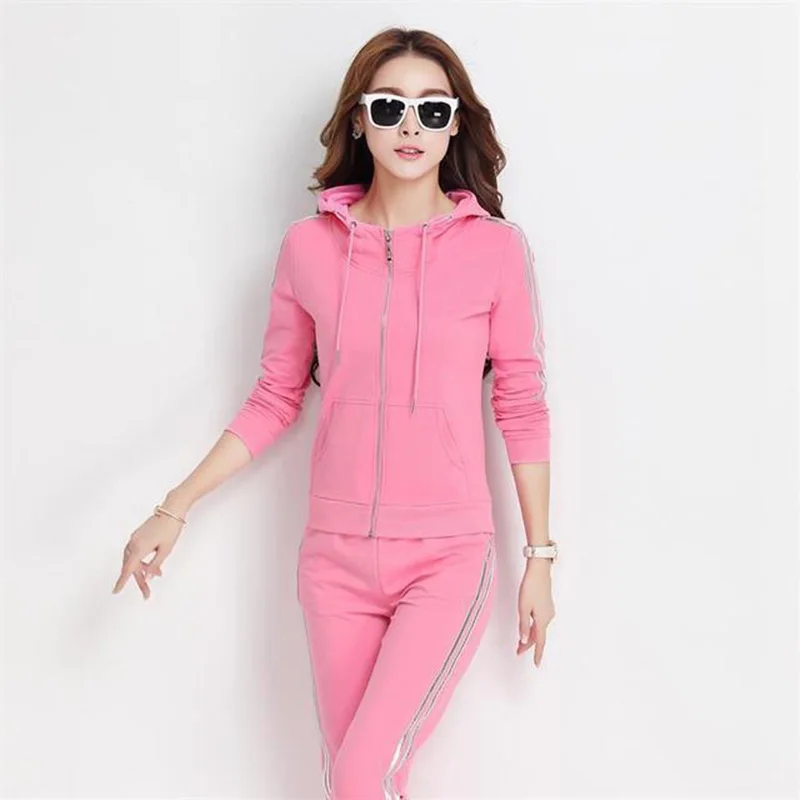 pink Комплект из двух предметов, женский спортивный костюм, толстовки с длинным рукавом, спортивные костюмы для женщин, повседневная спортивная одежда для женщин, для тренажерного зала, для бега, женские комплекты - Цвет: pink