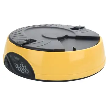 

PF-18 6-Meal Automatic Pet Feeder Big Capacity Pet Feeder Dog Automatically Feeding Container Yellow Puppy Cat Food Bowl Holder