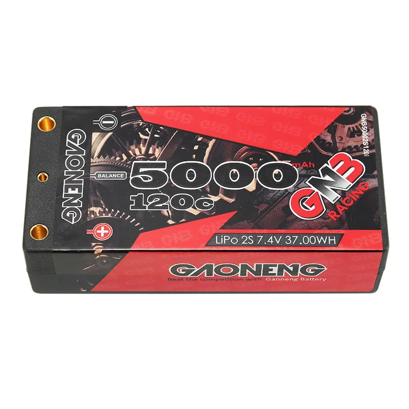 Gaoneng GNB 5000mAh 2S 7.4V 120C/240C Hardcase SHORTY LiPo Battery 4.0mm Deans Plug for 1/10 RC Racing Car B5M 22 RB6 22T SCT