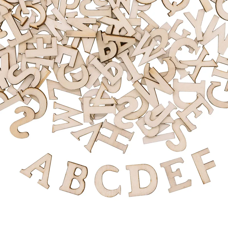 

100Pcs Unfinished Wooden Capital Letter Number Alphabet Digital Display Wooden Household Decorative Supplies