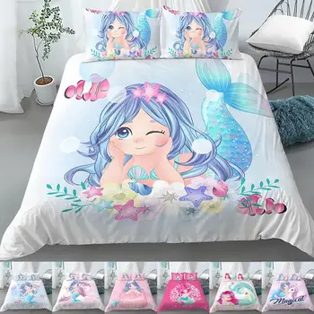 

Cartoon Mermaid Bedding Set for Baby Kids Children Crib Duvet Cover Set & Pillowcase Edredones Niños Girls Princess Quilt Cover