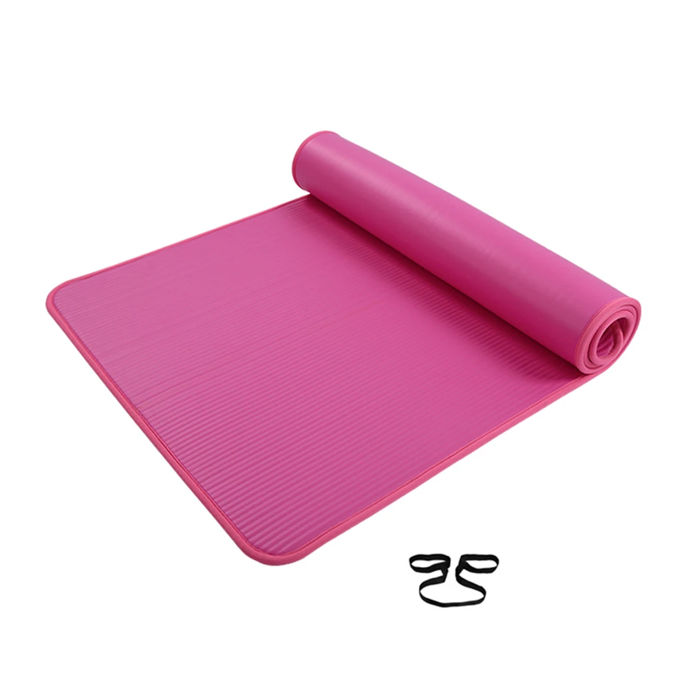Pink Нескользящие коврики для йоги, для мужчин, для тренажерного зала, для занятий спортом в помещении, для фитнеса, Оверлоки, коврики для йоги с ремешком для переноски, очень толстые - Цвет: Pink
