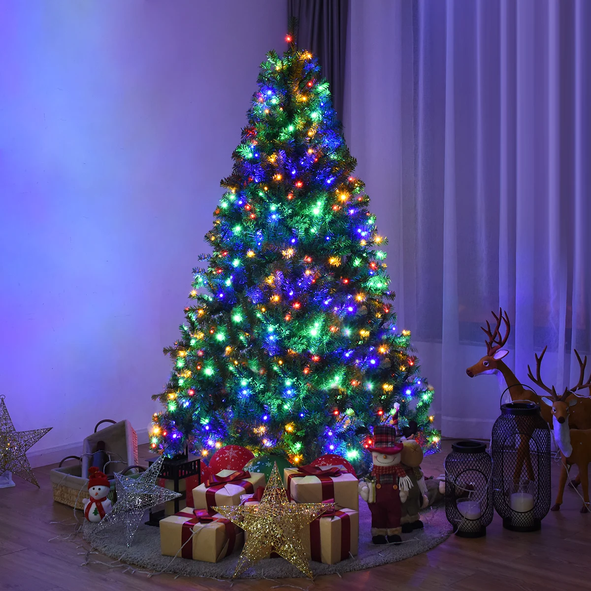 

Costway 6Ft Pre-Lit Artificial Christmas Tree Premium Hinged w/ 350 LED Lights & Stand